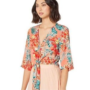 BCBG MAXAZRIA Multicolor Tropical Crop Top Multicolor Women’s Size Large